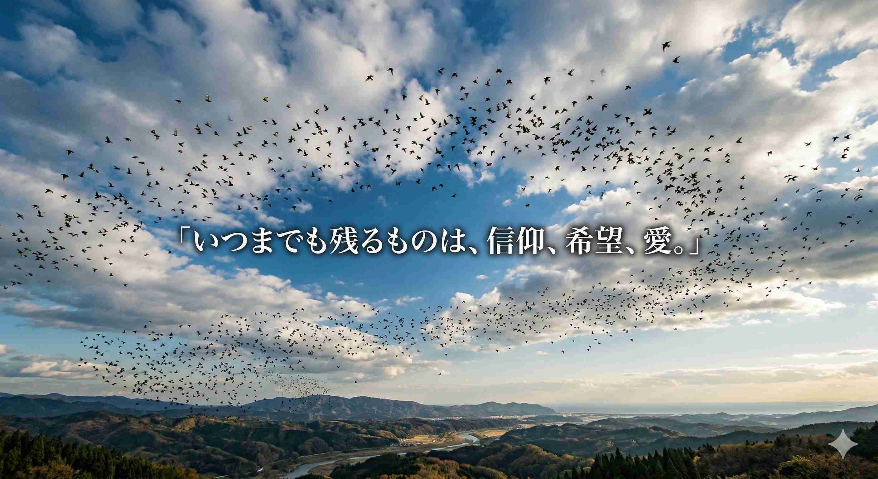 「いつまでも残るものは、信仰、希望、愛。」