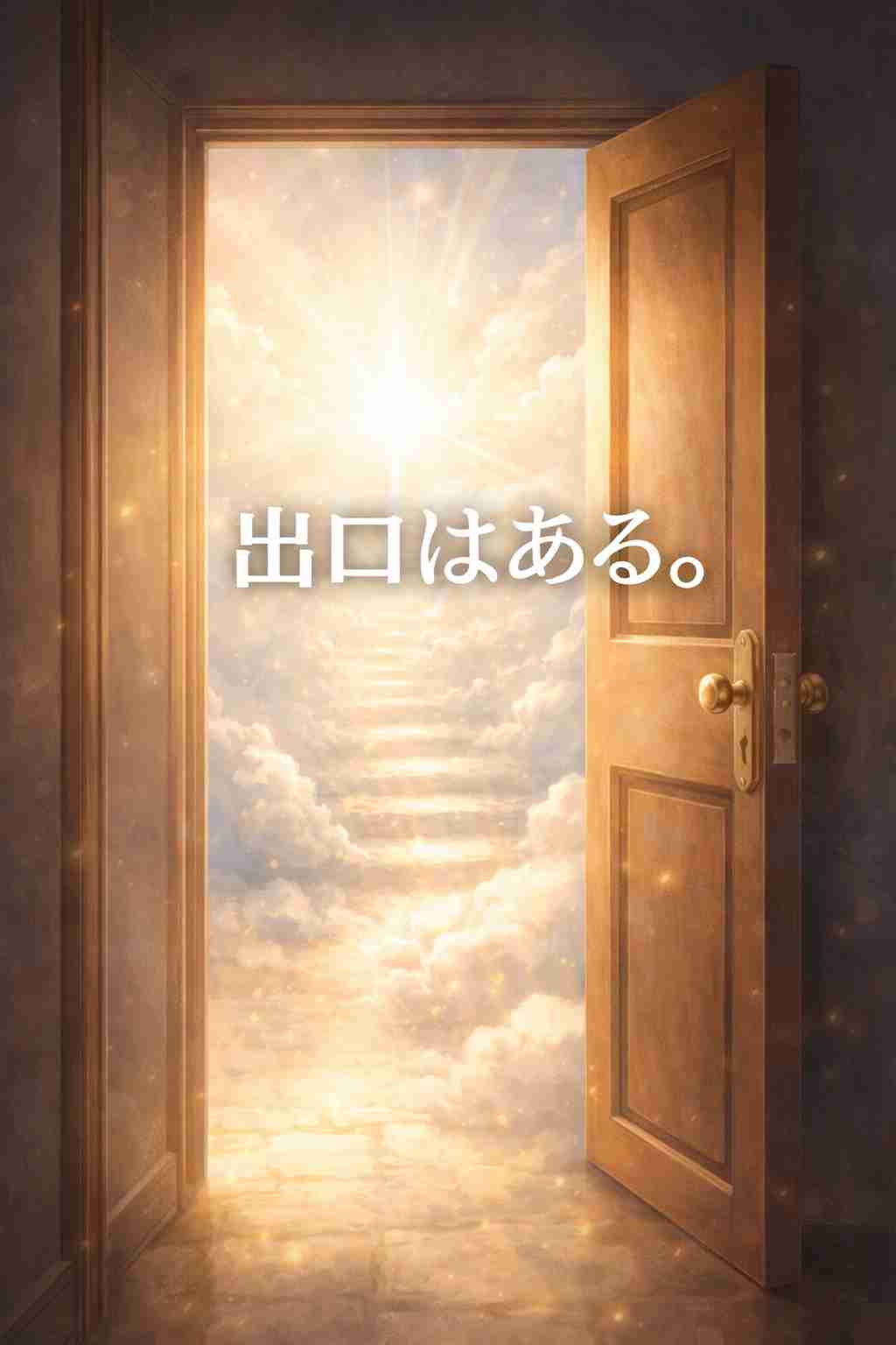 暗いトンネルの先に光が見え、聖句が添えられた希望のイメージ