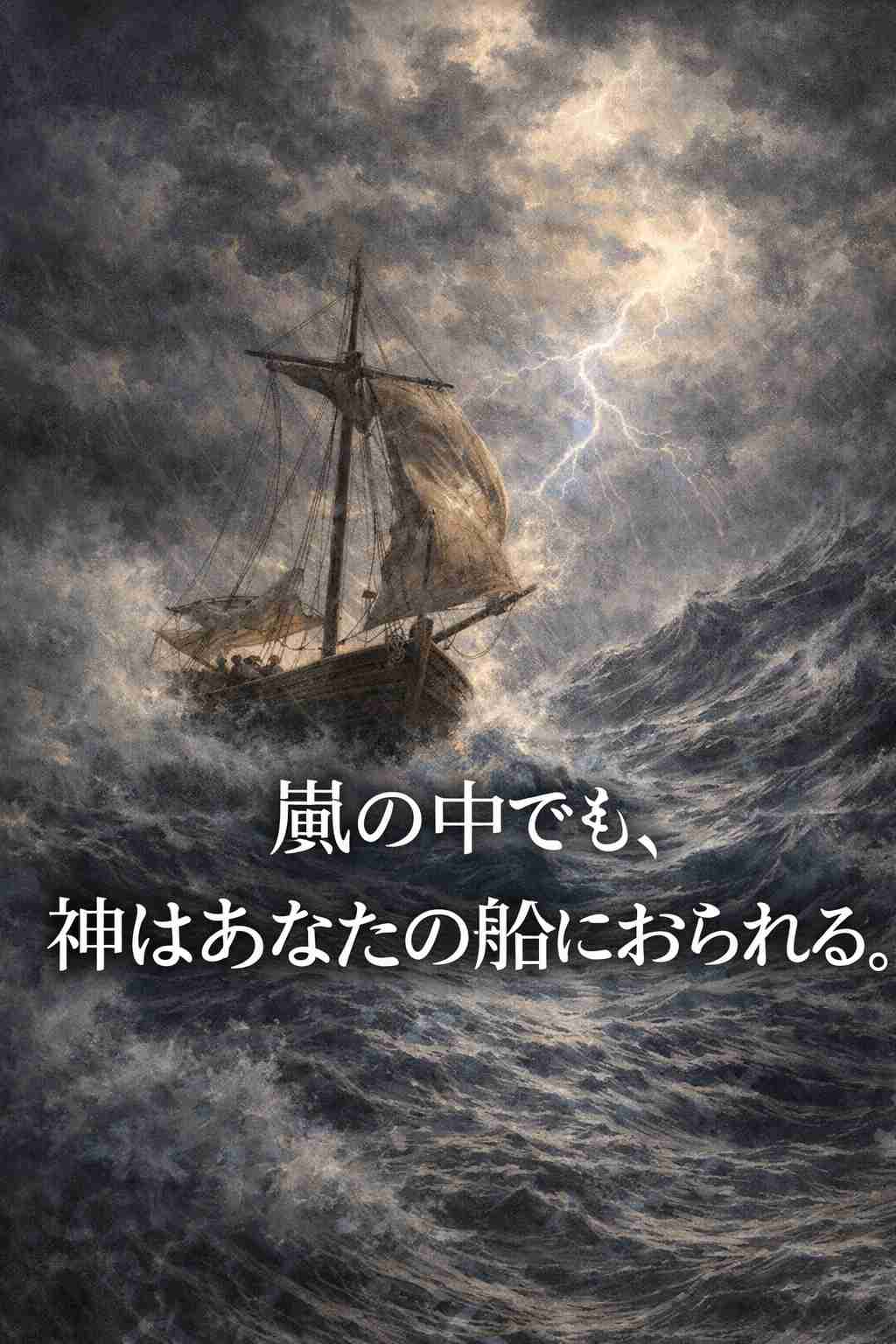 「嵐の中でも、神はあなたの船におられる。」
