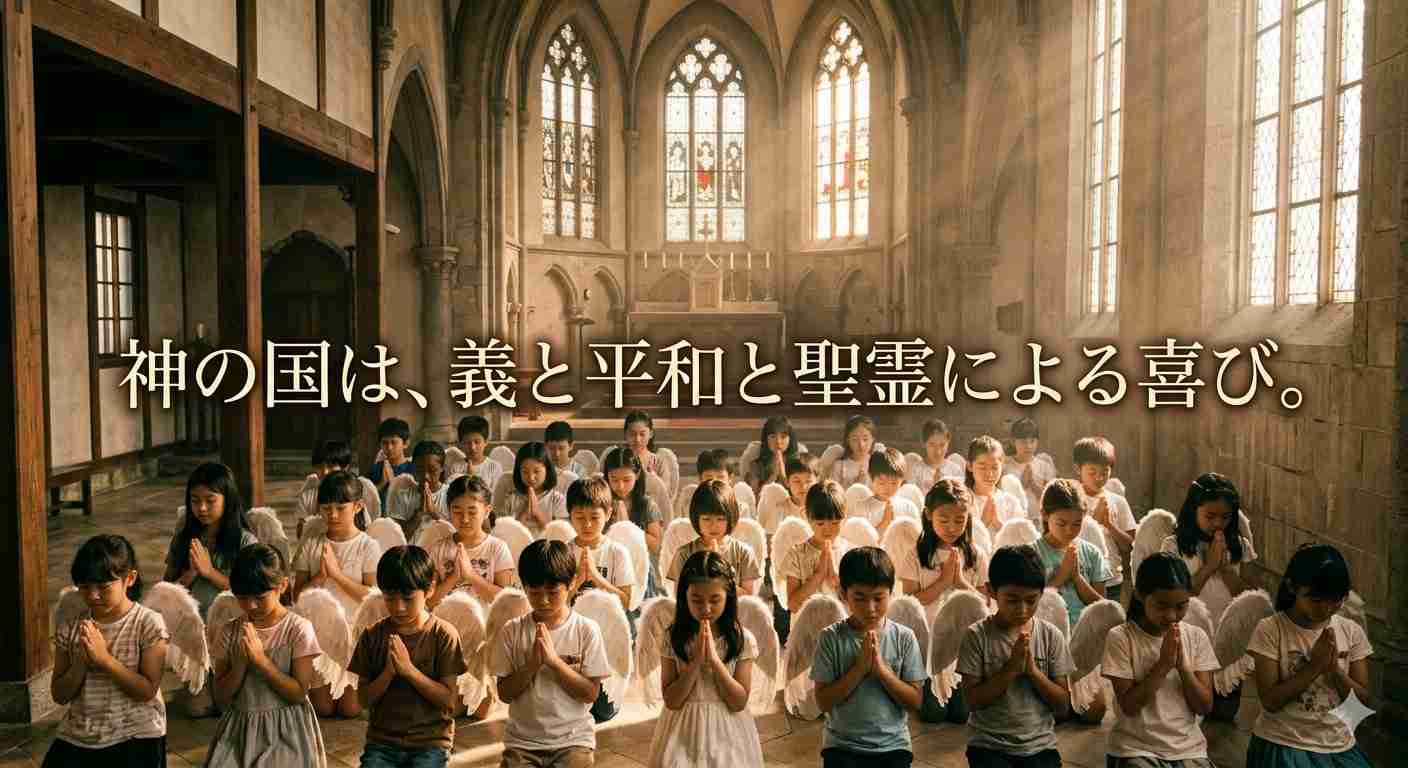 「神の国は、義と平和と聖霊による喜び。」